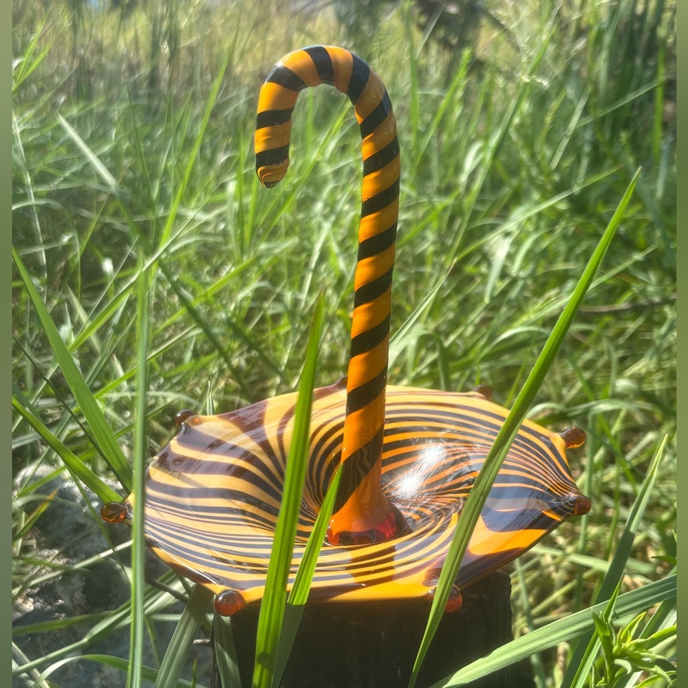 Block Crystal Mouth Blown Glass Candy Trinket Display Dish Fall Halloween Colors